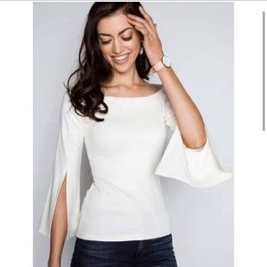 Amanda Uprichard Mill Off Shoulder Bell Sleeve Top